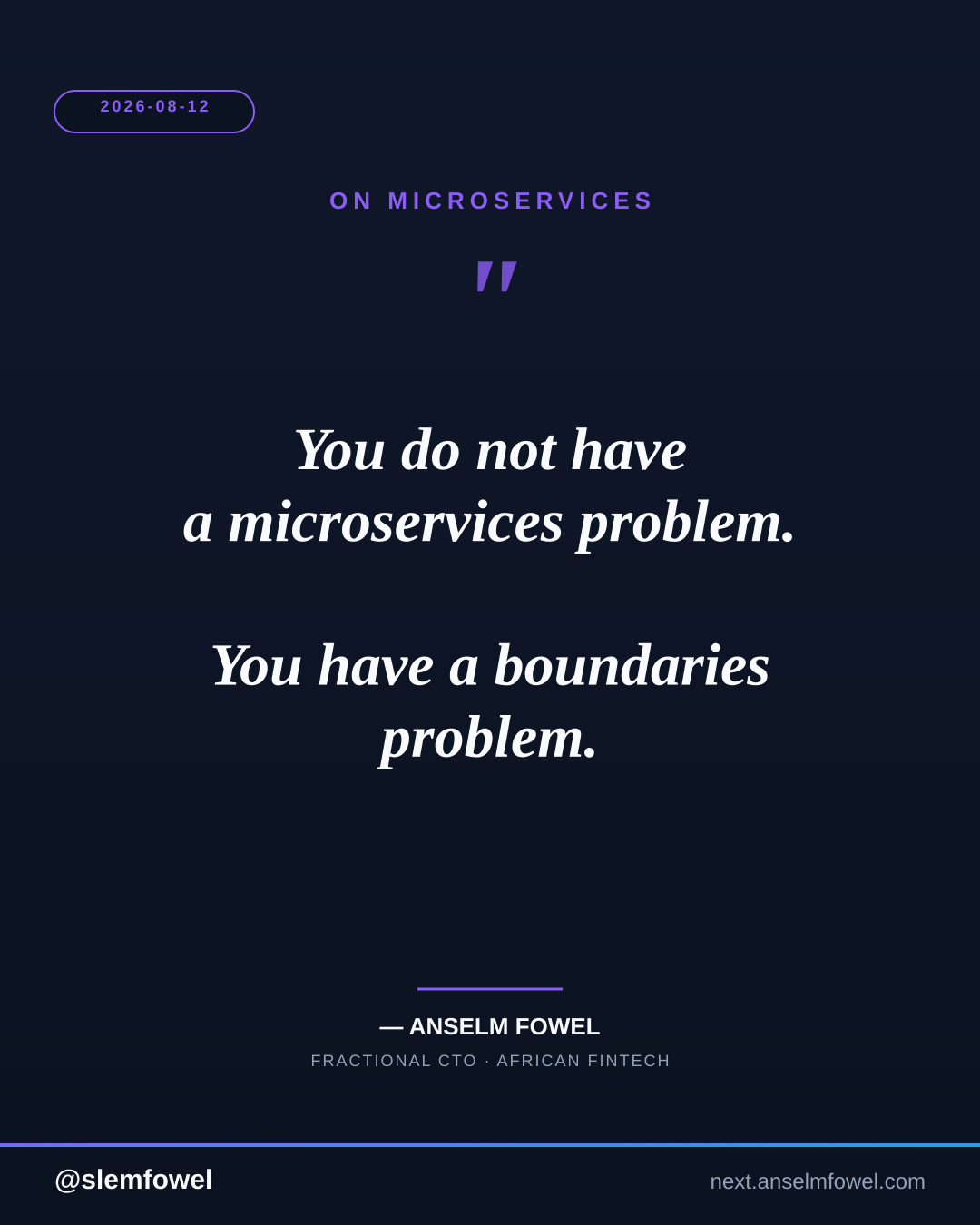 ON MICROSERVICES — Anselm Fowel