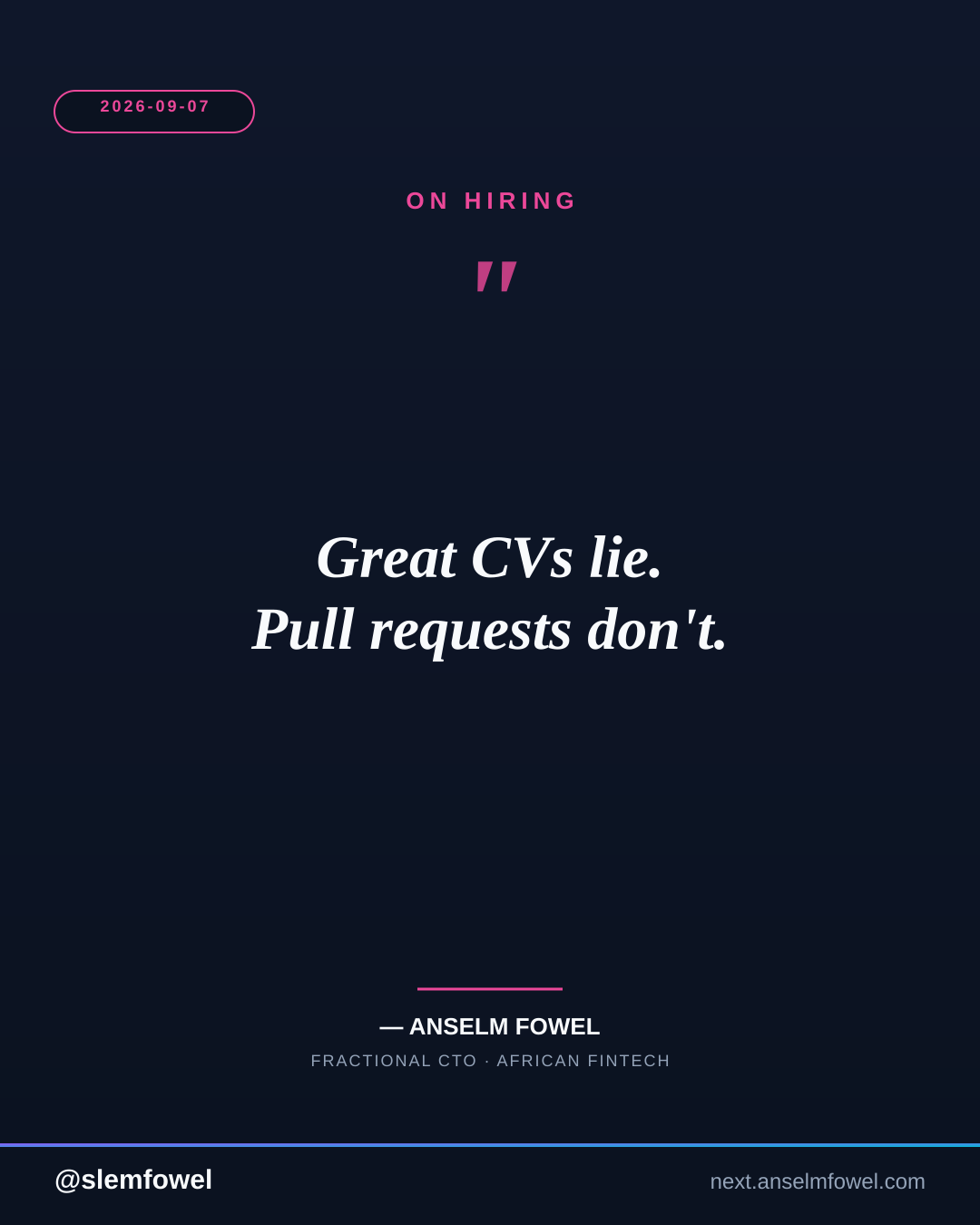 ON HIRING — Anselm Fowel